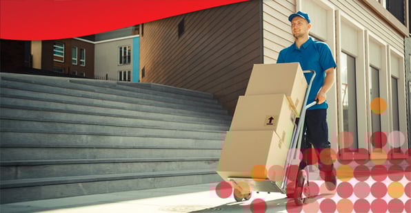 Happy delivery man overcomes last mile delivery challenges